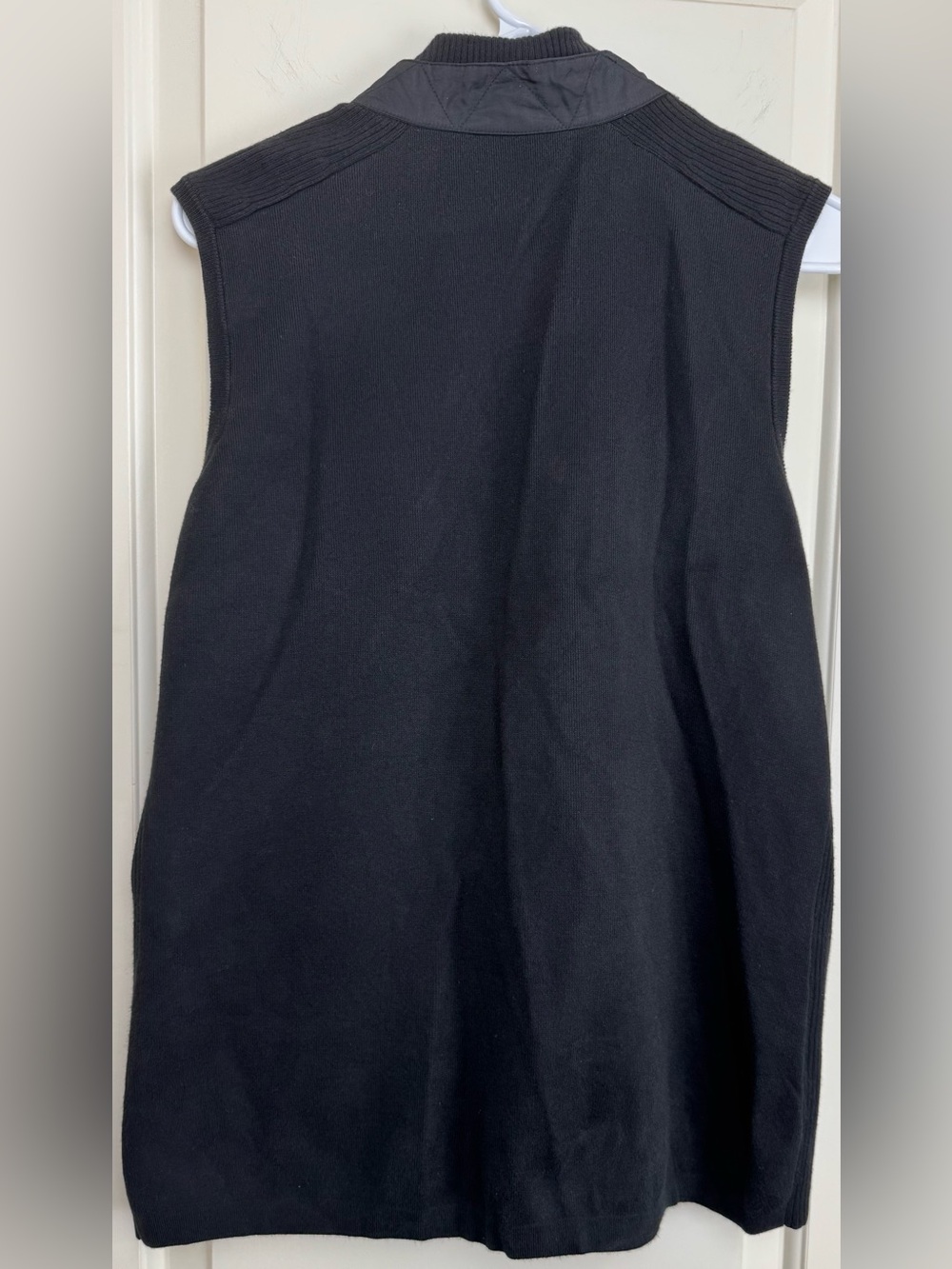 Chico’s Zenergy Black Mixed Media Full Zip Vest Size 2 L Knit Back Active - Picture 2 of 5